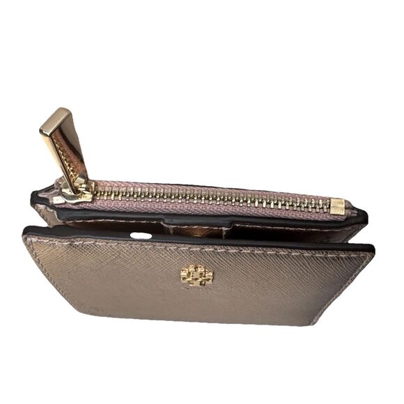 Tory Burch Emerson Mini Leather Wallet Rose Gold Retail $178 - Picture 5 of 13